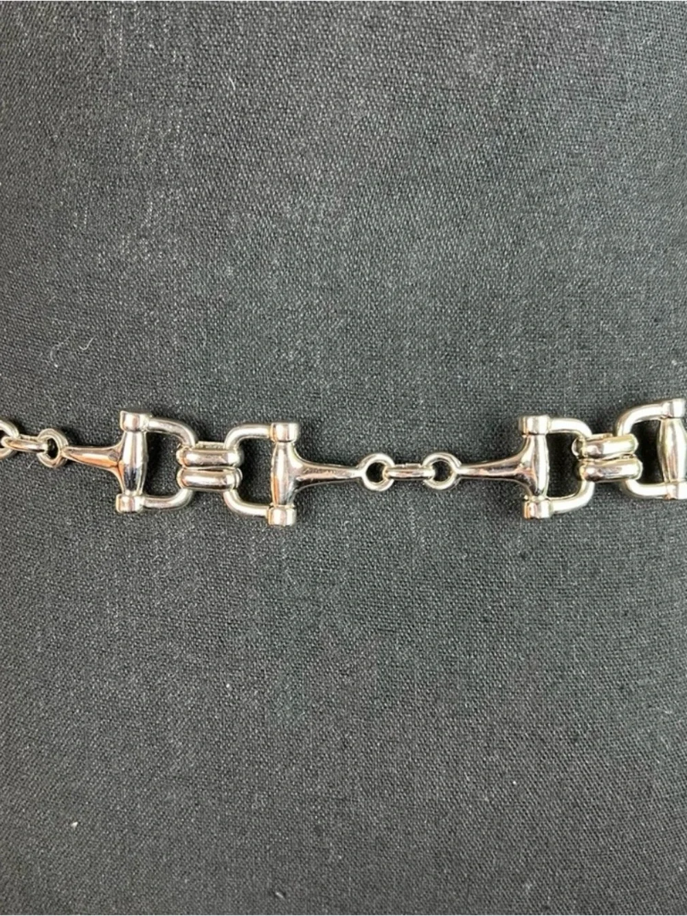 ESCADA Women’s Silver Tone Adjustable Equestrian Chain Link Horse Bit Belt